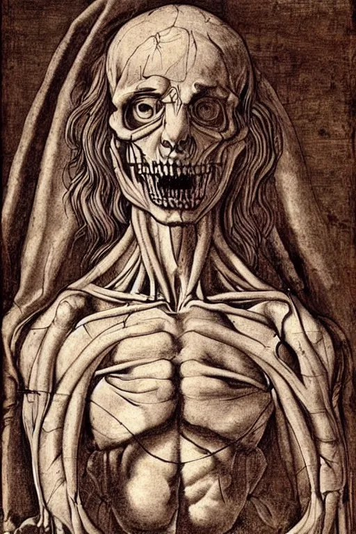 Image similar to demon anatomy, da vinci anatomy, renaissance style