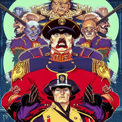 Prompt: portrait of crazy m. bison, symmetrical, cinematic colors, by yoichi hatakenaka, masamune shirow, josan gonzales and dan mumford, ayami kojima, takato yamamoto, barclay shaw, karol bak, yukito kishiro