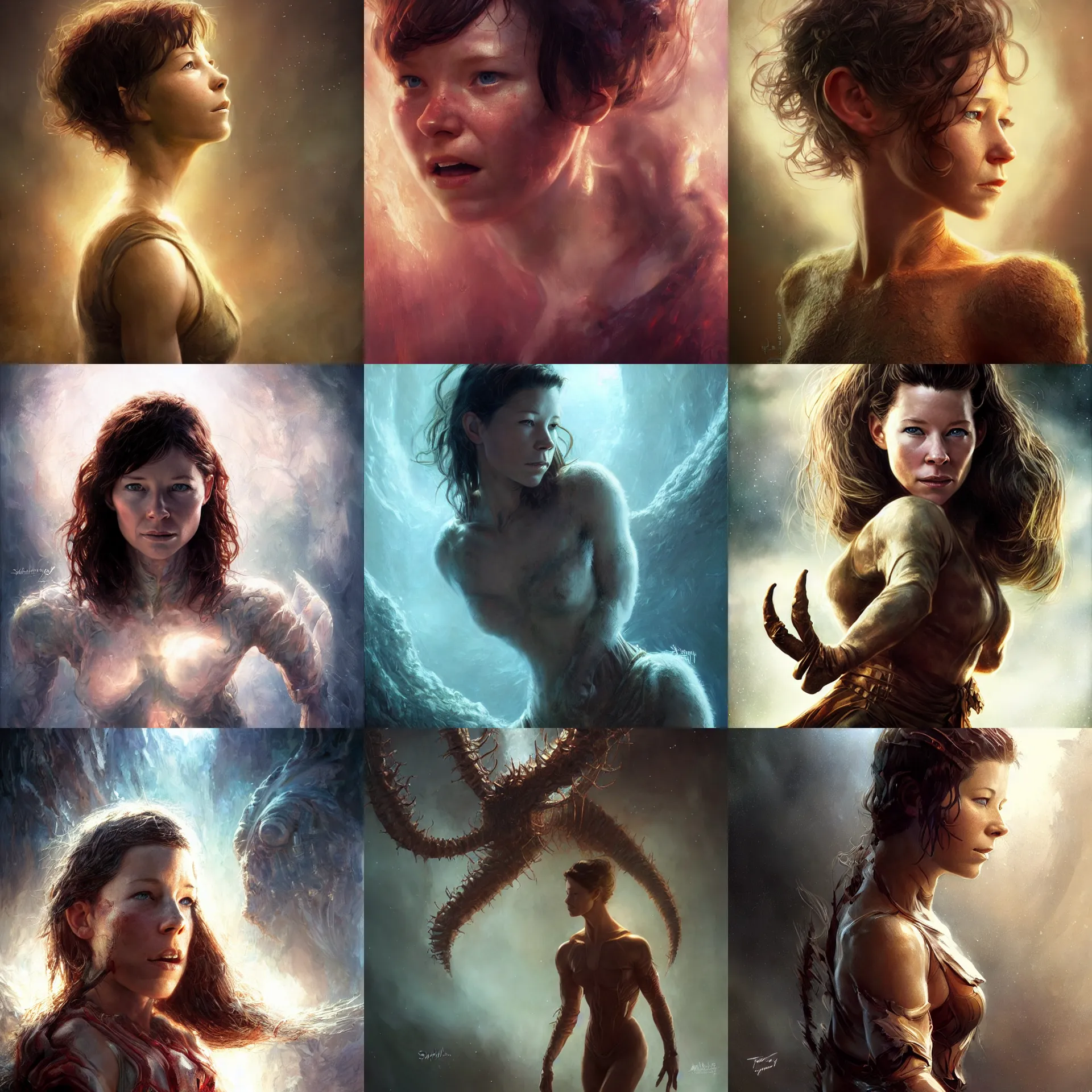 Prompt: thing movie still, young evangeline lilly, by stanley artgerm lau, wlop, the thing alien assimilation, metamorphose, rossdraws, frank frazetta, andrei riabovitchev, marc simonetti