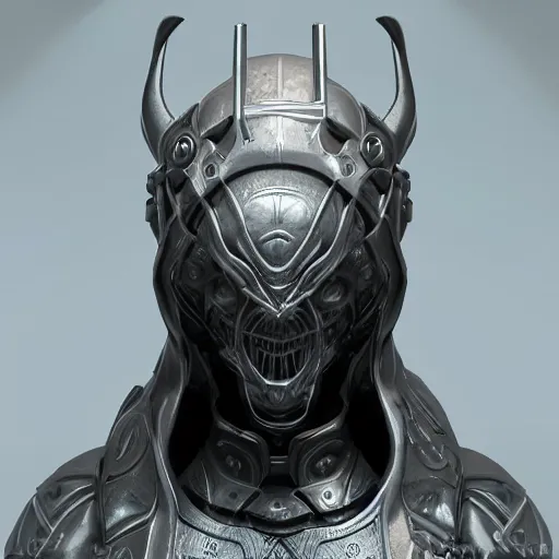 Prompt: modern futuristic zbrush diablo crusader character concept, model, zbrush, white background, intricate, detailed, centered, hyperrealism, octane, robotic head