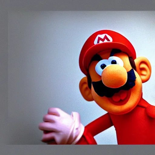 Prompt: A still of Mario as a muppet, photo real, photographic, photograph, artstation, trending