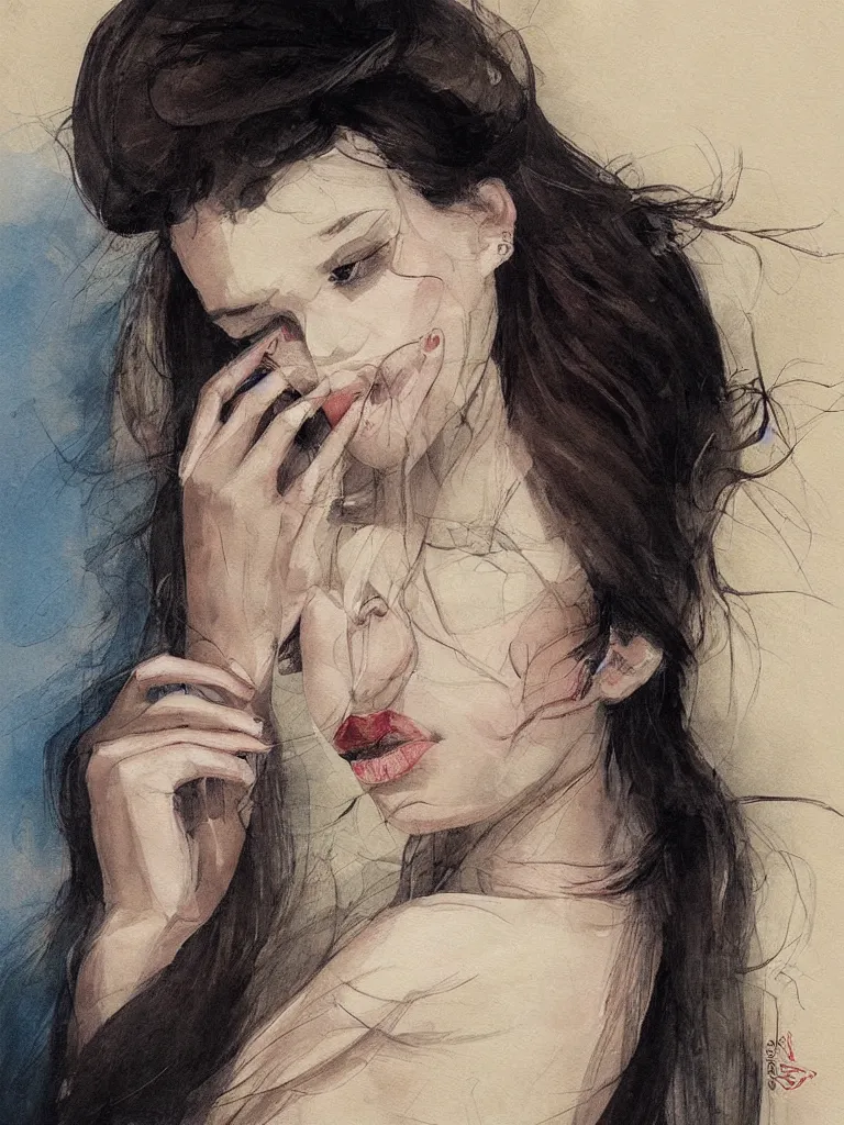 Prompt: a beautiful painted illustration a woman by alexandra dvornikova,