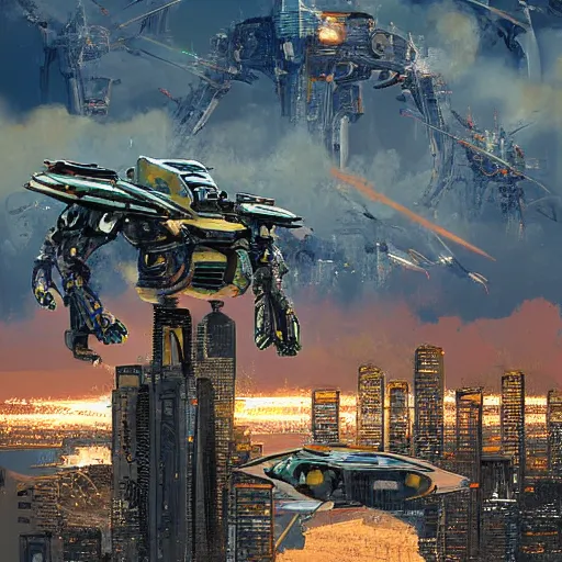 Image similar to mech invasion over seattle skyline by Inceoglu, Ismail