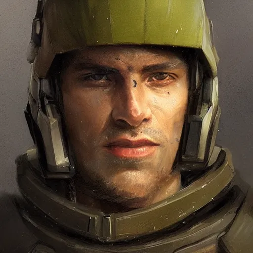 Image similar to portrait of a man by greg rutkowski, a soldier of the galactic alliance, wearing a olive gren and black tactical gear, star wars expanded universe, highly detailed portrait, digital painting, artstation, concept art, smooth, sharp foccus ilustration, artstation hq