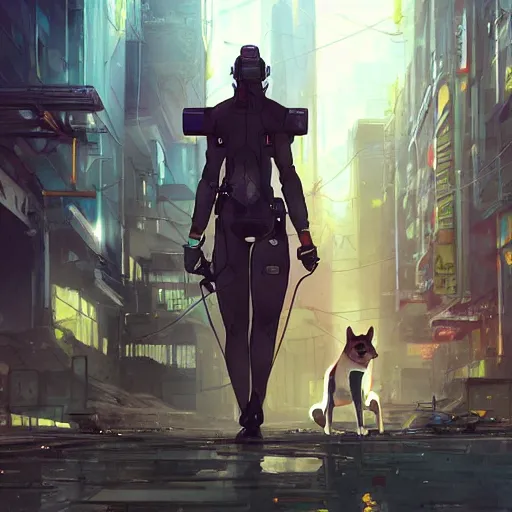 Prompt: a cyborg shiba inu gazing thru an abandoned cyberpunk city, digital art made by stanley artgerm lau, wlop, rossdraws, james jean, andrei riabovitchev, marc simonetti, yoshitaka amano, artstation, cgsociety