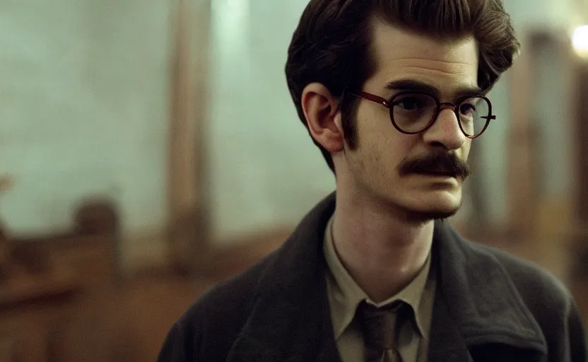 Prompt: Andrew Garfield as Leon Trotsky in 'CommUnism' (2003), movie still frame, oscar nominated cinematography, volumetric lighting, 8k resolution, beautiful composition