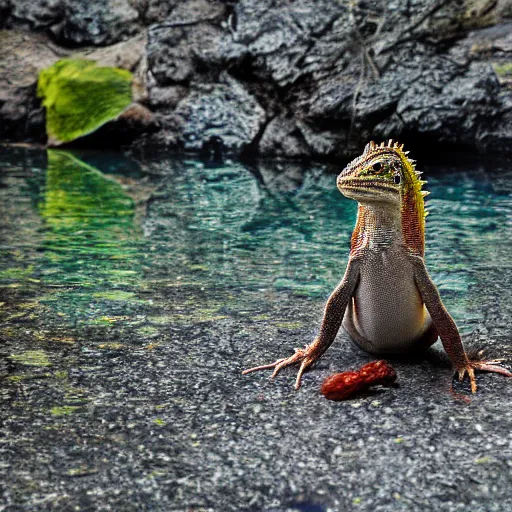 Image similar to anthro lizard sitting in water, photograph captured at oregon hotsprings