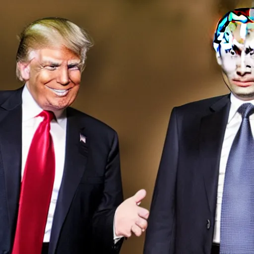 Image similar to Donald Trump and Vladimir Putin dancing to hip hop music