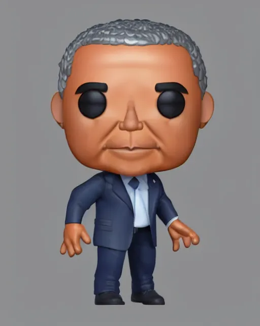 Image similar to full body 3d render of barack obama as a funko pop, studio lighting, white background, blender, trending on artstation, 8k, highly detailed