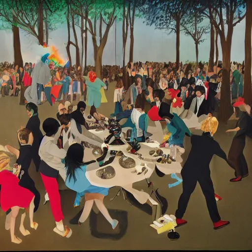 Image similar to having a cool party birthday party, painting by neo rauch