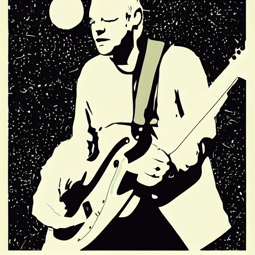 Image similar to david gilmour playing guitar, sticker - art, svg vector, adobe - illustrator
