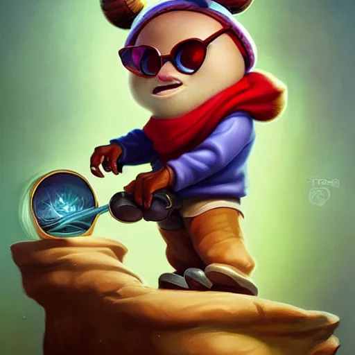 Image similar to teemo from league of legends, Pixar style, by Tristan Eaton Stanley Artgerm and Tom Bagshaw.