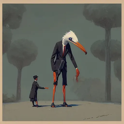 Prompt: a realistic portrait of anthropomorphized shoebill stork wearing suit and tie, photographic realistic background, by atey ghailan, by greg rutkowski, by greg tocchini, by james gilleard, by joe fenton, by kaethe butcher, trending on instagram, award winning details