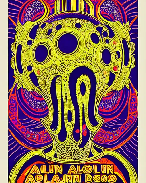 Prompt: avalon ballroom poster art by victor moscoso