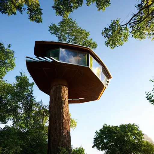 Prompt: futuristic tree house