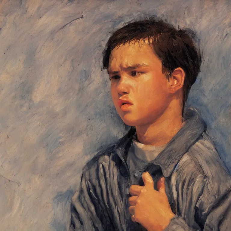 Prompt: warmly lit close up studio portrait of young angry! teenage George Costanza angrily singing, impasto oil painting thick brushstrokes by Cy Twombly and Anselm Kiefer , trending on artstation dramatic lighting Expressionism