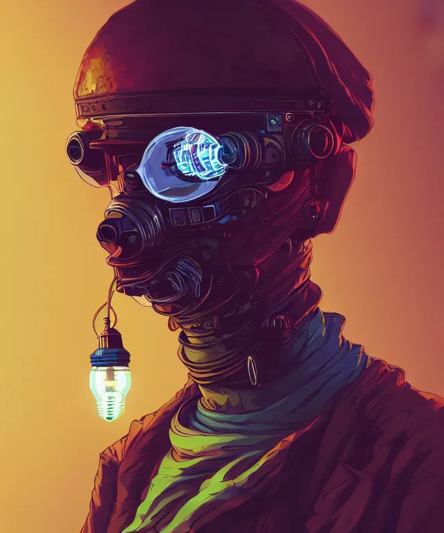 Image similar to a portrait of a cyberpunk chicken holding a light bulb, fantasy, elegant, digital painting, artstation, concept art, matte, sharp focus, illustration, art by josan gonzalez