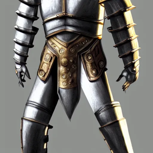 Prompt: spartan armor concept made of steel and leather with golden details and LED lights, concept art, armor