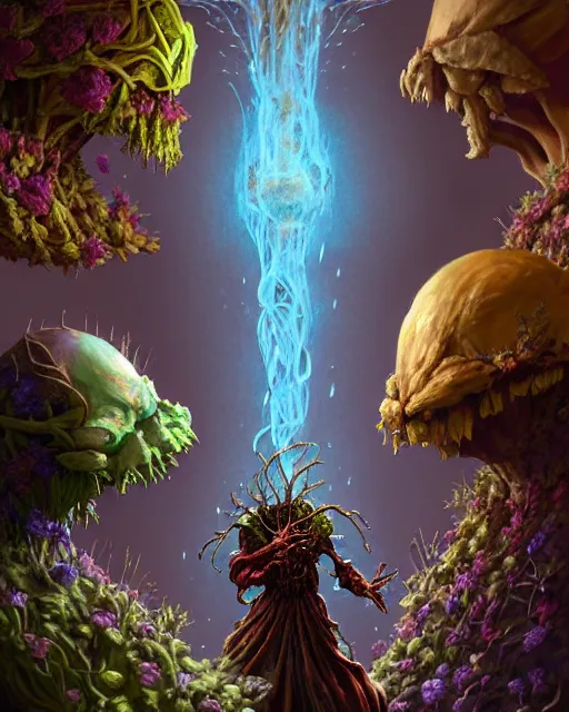 Image similar to the platonic ideal of flowers, rotting, insects and praying of cletus kasady carnage thanos davinci nazgul wild hunt doctor manhattan chtulu mandelbulb ponyo botw bioshock, d & d, fantasy, ego death, decay, dmt, psilocybin, concept art by randy vargas and greg rutkowski and ruan jia