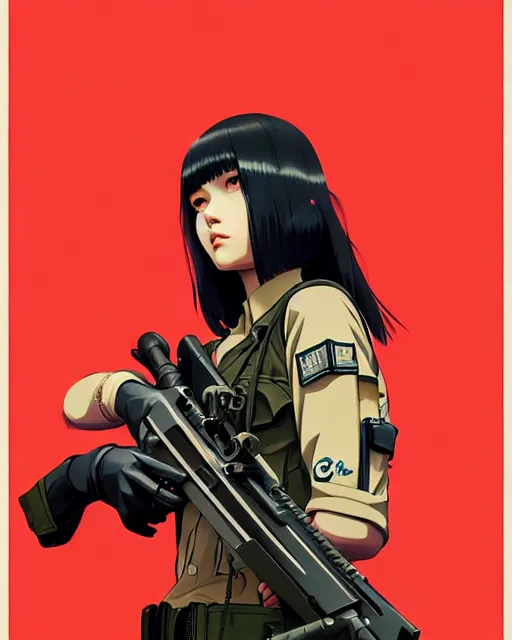 Image similar to girl holding a rifle | | very very anime!!!, fine - face, audrey plaza, realistic shaded perfect face, fine details. anime. realistic shaded lighting poster by ilya kuvshinov katsuhiro otomo ghost - in - the - shell, magali villeneuve, artgerm, jeremy lipkin and michael garmash and rob rey