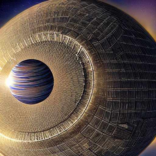 Image similar to dyson sphere around the sun, science fiction, digital art, highly detailed, high quality, high resolution
