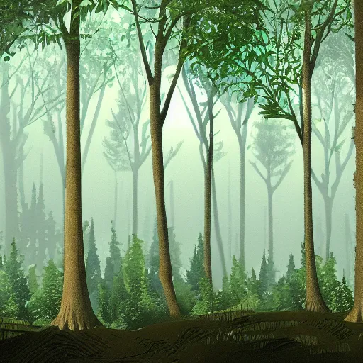 Prompt: a forest. cel - shaded.