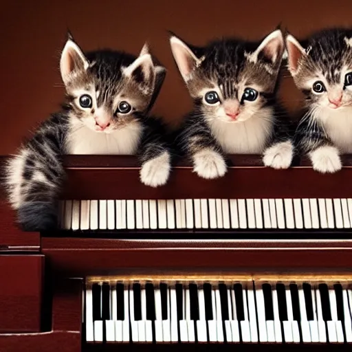 Image similar to an amazing award winning photo of kittens playing piano, very detailed and sharp, 4k hdr, masterpiece