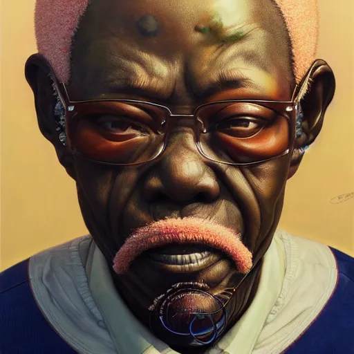 Prompt: senior citizen portrait soft light painted by james jean and katsuhiro otomo and erik jones, inspired by kenyan akira anime, smooth face feature, intricate oil painting, high detail illustration, sharp high detail, manga and anime 1 9 9 9