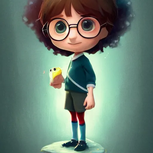 Prompt: a wholesome animation key shot of a cute chibi harry potter student, colorful, pixar and disney animation, sharp, very detailed, high resolution, key art by greg rutkowski, bloom, dramatic lighting