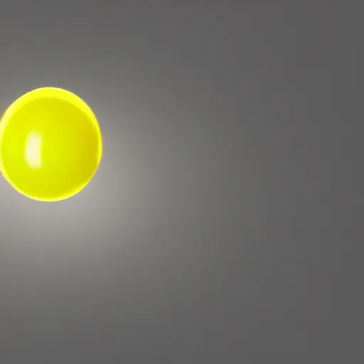 Image similar to 3 d octane render, glowing transparent yellow orb with white wings attached to it flying