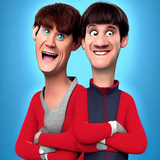 Prompt: Dumb and Dumber in the style of Pixar