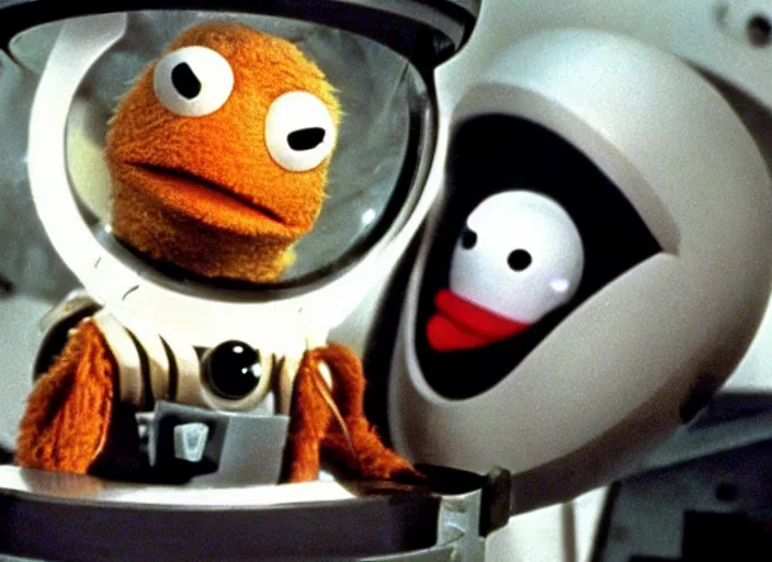 Image similar to scene from the 1968 science fiction film Muppet 2001: A Space Odyssey