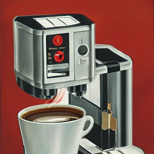 Image similar to coffee machine, italian futurism