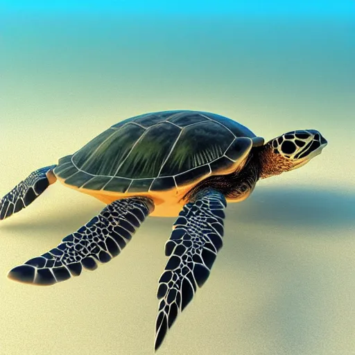 Prompt: A 3d render of a sea turtle