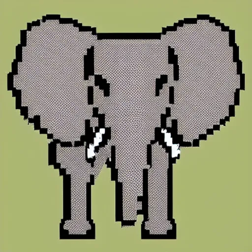 Image similar to an ultra pixelated elephant logo, 5 1 2 x 5 1 2 pixels.