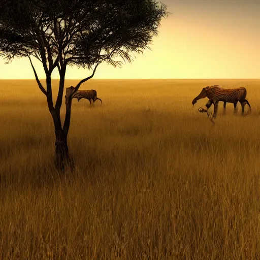 Image similar to 8 k hd detailed octane render of the wild african savannah