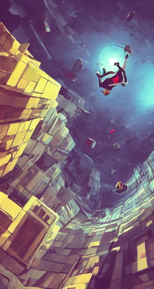 Image similar to A beautiful artwork illustration, level design, third person, a parkour course in space, featured on artstation, wide angle, vertical orientation