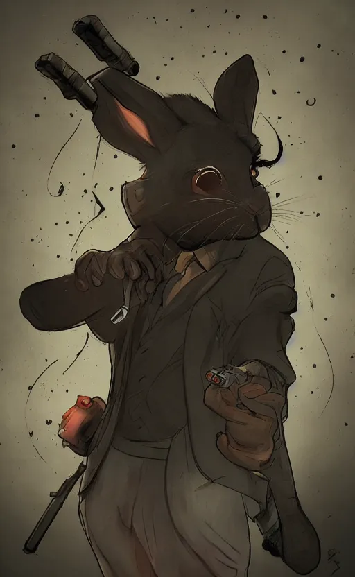 Image similar to rabbit hitman, comic strip style, dynamic lighting, fantasy concept art, trending on art station, stunning visuals, creative, cinematic, ultra detailed