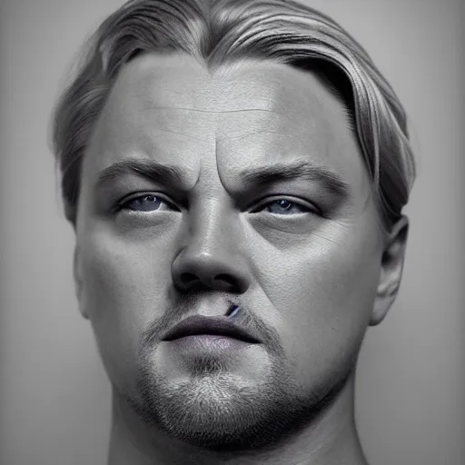 Image similar to realistic expired fuji film portrait of white albino leonardo dicaprio, hyperrealism, photorealistic, detailed, atmospheric, 8 k, award winning photography, cinematic