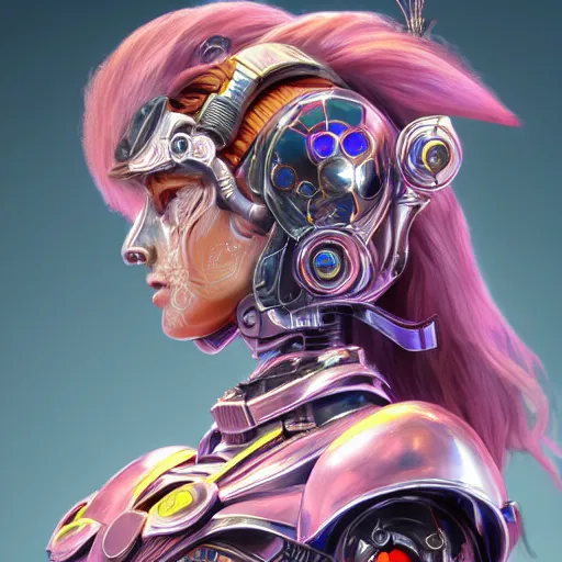 Image similar to studio portrait of lawful good colorful female holy mecha paladin absurdly beautiful, elegant, young sensual graceful woman, ultrafine hyperrealistic detailed face illustration by kim jung gi, irakli nadar, intricate linework, sharp focus, bright colors, matte, octopath traveler, final fantasy, unreal engine highly rendered, global illumination, radiant light, intricate environment