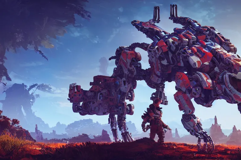 Image similar to burrower machine mecanical creature robot of horizon forbidden west horizon zero dawn bioluminiscence global illumination ray tracing hdr fanart arstation by ian pesty and alena aenami artworks in 4 k