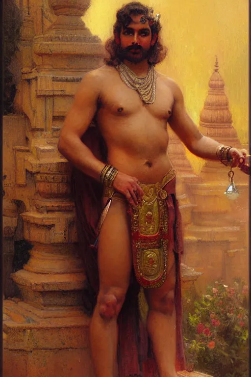 Image similar to male, hinduism, painting by gaston bussiere, greg rutkowski, j. c. leyendecker, tom of finland