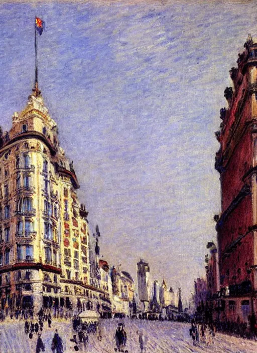 Prompt: Gran via de Madrid painted by Alfred Sisley