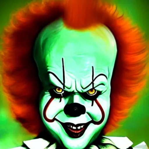 Prompt: pennywise but he's green
