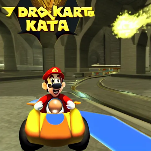 Image similar to Harry Potter in Mario Kart, gameplay screenshot,