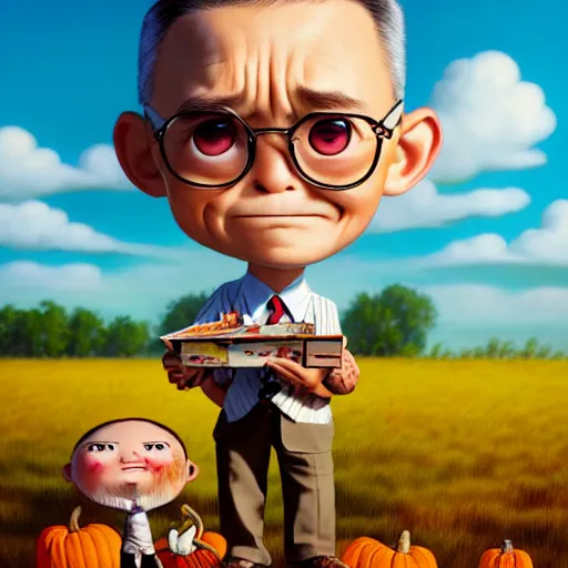 Prompt: an epic chibi comic book style portrait painting of forrest gump, character design by mark ryden and pixar and hayao miyazaki, unreal 5, daz, hyperrealistic, octane render, cosplay, rpg portrait, dynamic lighting, intricate detail, harvest fall vibrancy, cinematic