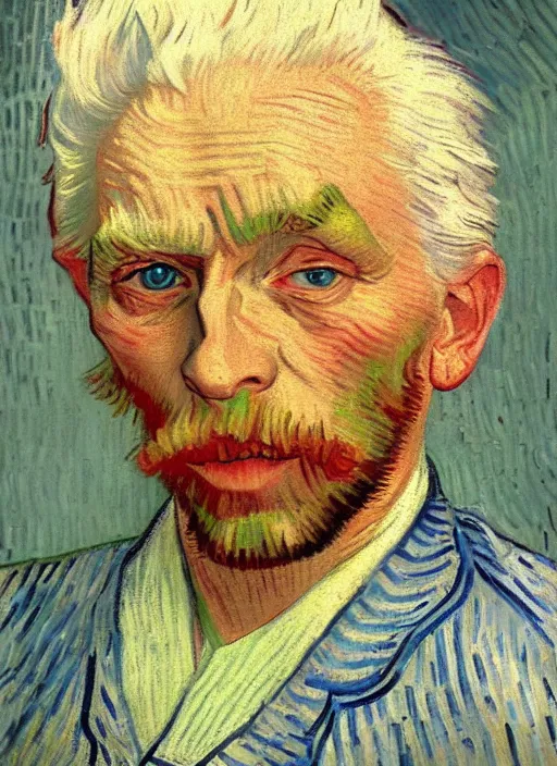 Image similar to portrait of a very old sailor with white hair, detailed realism face in painting, detailed beautiful portrait, expressionist oil painting masterpiece, 8 k resolution, smooth, sharp focus, pastel color palette, trending on artstation, by van gogh