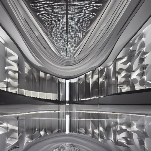 Image similar to extremely detailed ornate stunning beautiful elegant futuristic museum lobby interior by Zaha Hadid