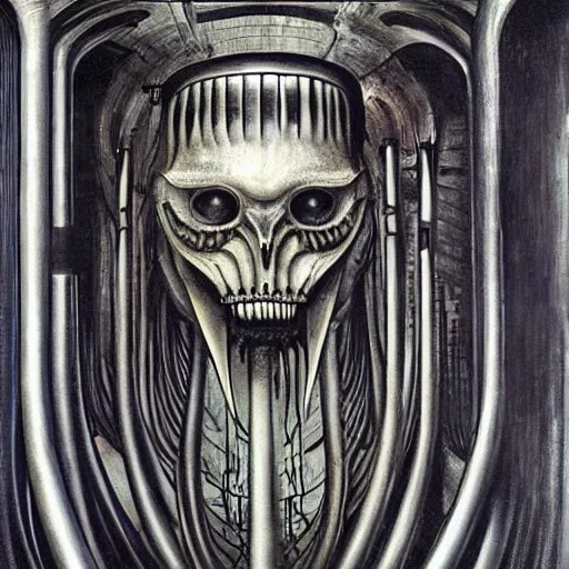 Prompt: art by hr giger