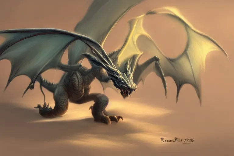 Image similar to full body digital illustration of a baby dragon by randy Vargas, pastel, concept art, matte background, deviantArt, artstation